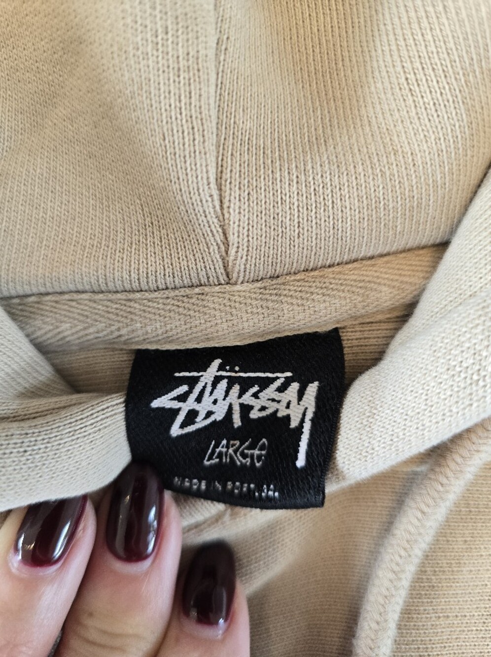 Stussy Men's Beige Logo Hoodie - Size Large - Picture 3 of 7